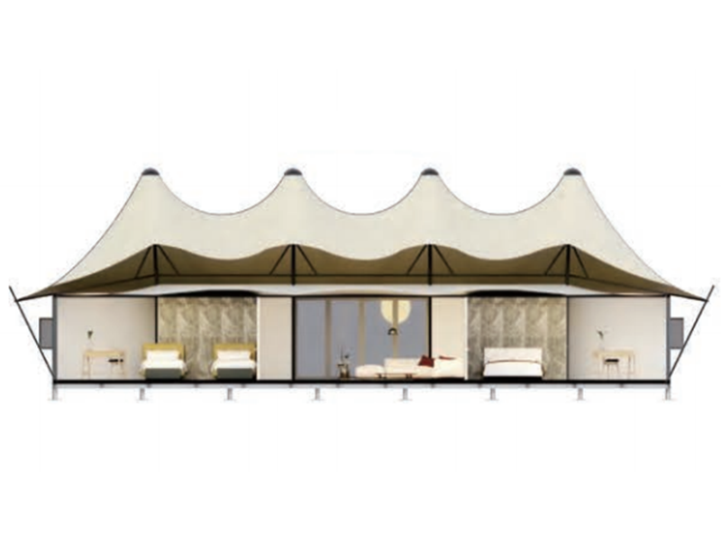 Opblaasbare tent met meerdere topconstructies uit de Wild Luxury-serie